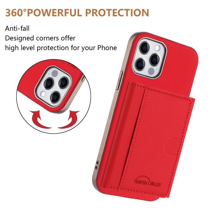 For iPhone 12 / 12 Pro Solid Color Horizontal Magnetic Card Bag RFID MagSafe Phone Case