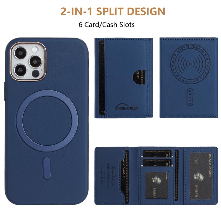 For iPhone 12 / 12 Pro Solid Color Horizontal Magnetic Card Bag RFID MagSafe Phone Case