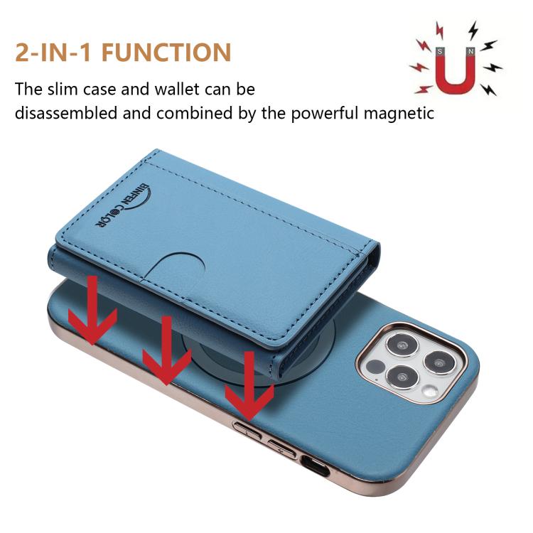 For iPhone 12 / 12 Pro Solid Color Horizontal Magnetic Card Bag RFID MagSafe Phone Case