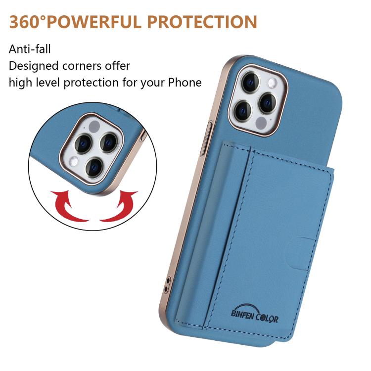 For iPhone 12 / 12 Pro Solid Color Horizontal Magnetic Card Bag RFID MagSafe Phone Case