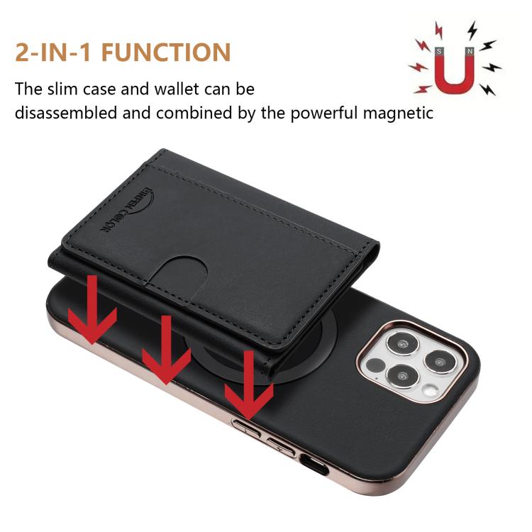 For iPhone 12 / 12 Pro Solid Color Horizontal Magnetic Card Bag RFID MagSafe Phone Case