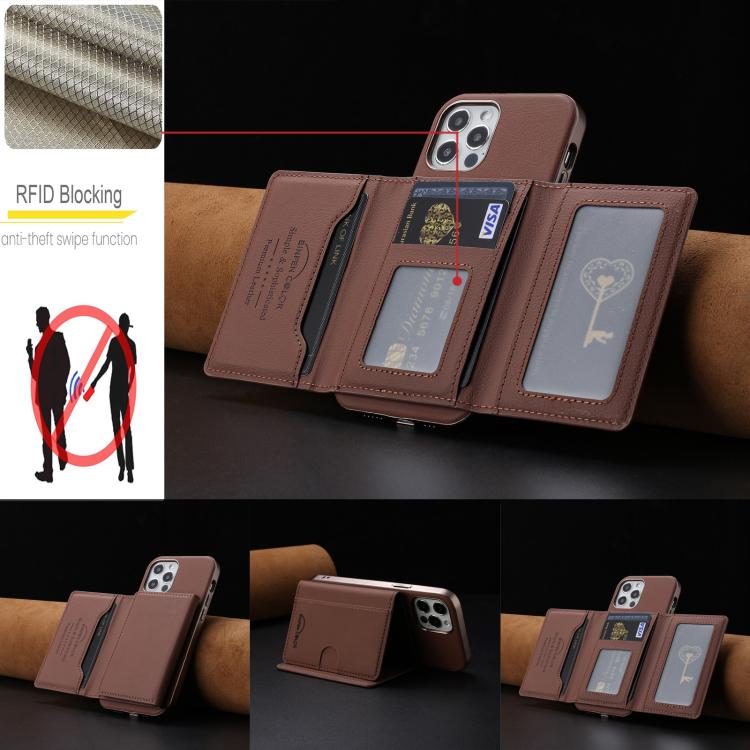 For iPhone 11 Solid Color Horizontal Magnetic Card Bag RFID MagSafe Phone Case