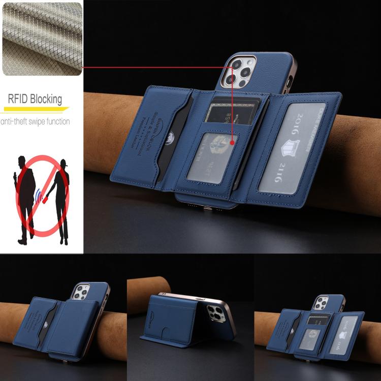 For iPhone 11 Solid Color Horizontal Magnetic Card Bag RFID MagSafe Phone Case
