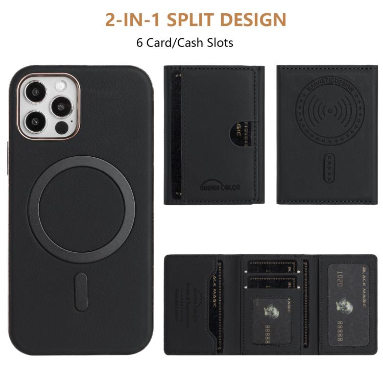 For iPhone 11 Solid Color Horizontal Magnetic Card Bag RFID MagSafe Phone Case