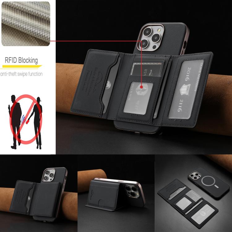 For iPhone 11 Pro Solid Color Horizontal Magnetic Card Bag RFID MagSafe Phone Case