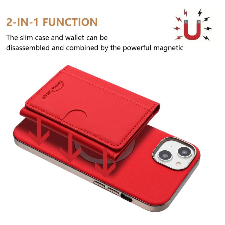 For iPhone 13 Solid Color Horizontal Magnetic Card Bag RFID MagSafe Phone Case