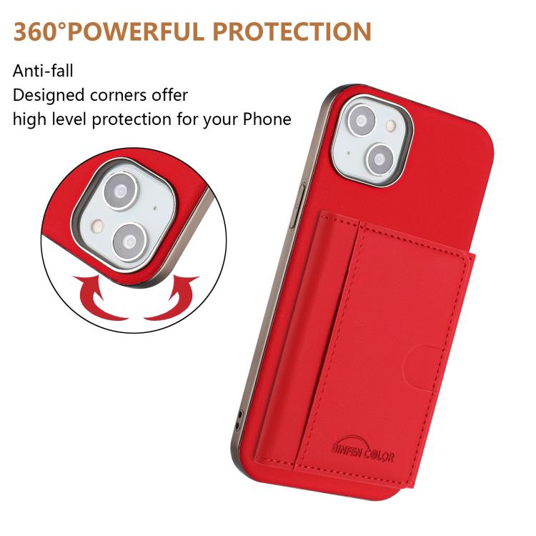 For iPhone 13 Solid Color Horizontal Magnetic Card Bag RFID MagSafe Phone Case