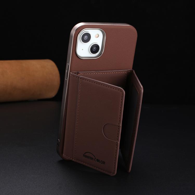 For iPhone 13 Solid Color Horizontal Magnetic Card Bag RFID MagSafe Phone Case