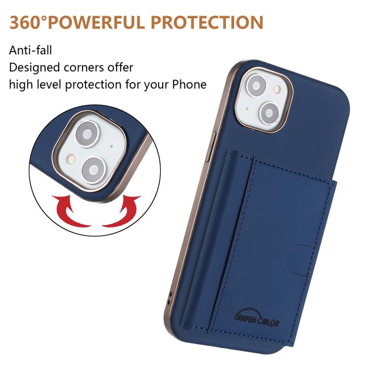For iPhone 13 Solid Color Horizontal Magnetic Card Bag RFID MagSafe Phone Case