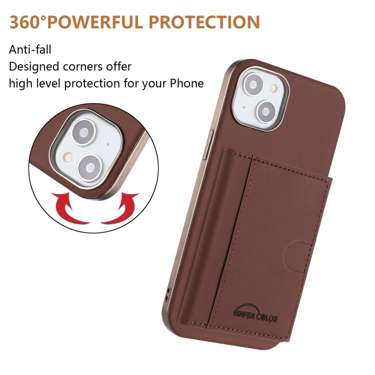 For iPhone 15 Plus Solid Color Horizontal Magnetic Card Bag RFID MagSafe Phone Case