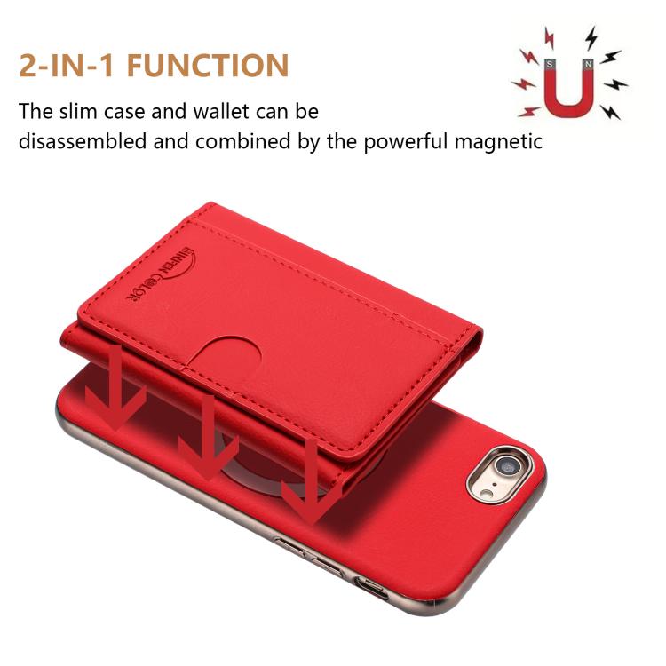 For iPhone 8 / 7 / 6 Solid Color Horizontal Magnetic Card Bag RFID MagSafe Phone Case
