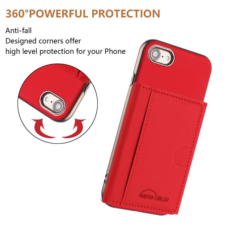 For iPhone 8 / 7 / 6 Solid Color Horizontal Magnetic Card Bag RFID MagSafe Phone Case