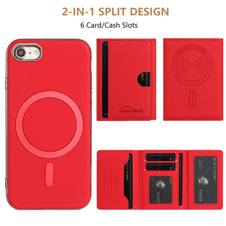 For iPhone 8 / 7 / 6 Solid Color Horizontal Magnetic Card Bag RFID MagSafe Phone Case