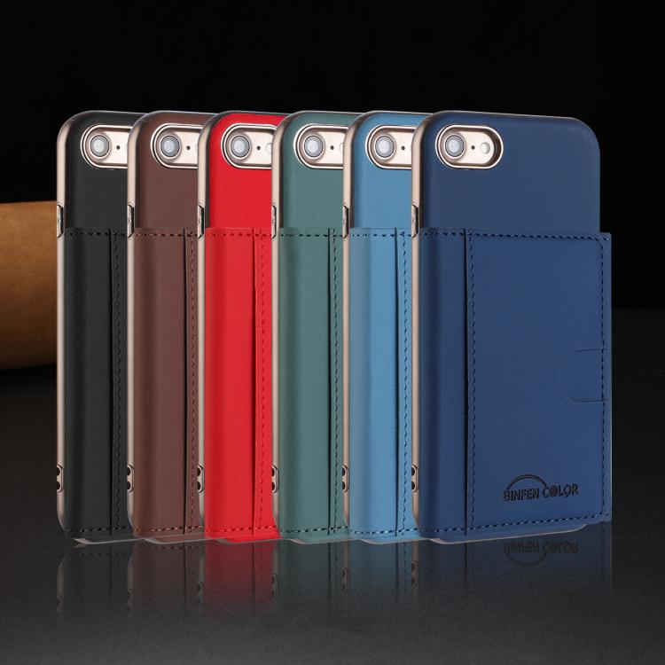 For iPhone 8 / 7 / 6 Solid Color Horizontal Magnetic Card Bag RFID MagSafe Phone Case
