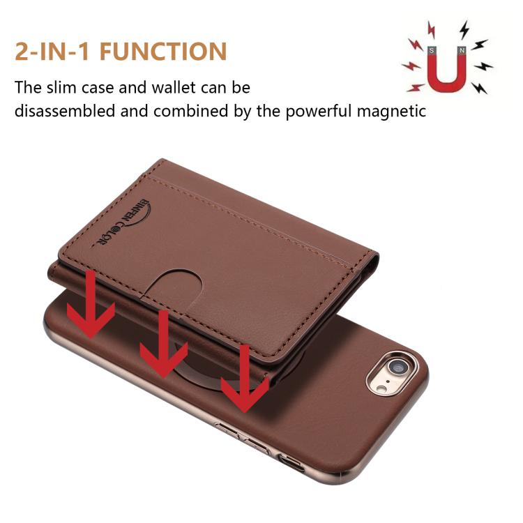 For iPhone 8 / 7 / 6 Solid Color Horizontal Magnetic Card Bag RFID MagSafe Phone Case