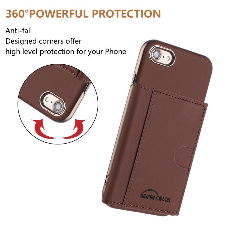 For iPhone 8 / 7 / 6 Solid Color Horizontal Magnetic Card Bag RFID MagSafe Phone Case