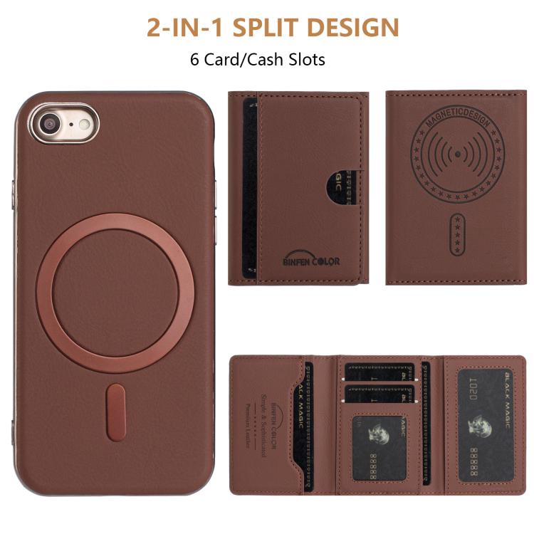 For iPhone 8 / 7 / 6 Solid Color Horizontal Magnetic Card Bag RFID MagSafe Phone Case