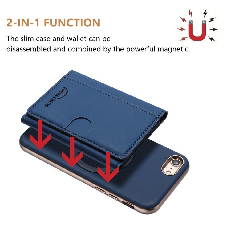 For iPhone 8 / 7 / 6 Solid Color Horizontal Magnetic Card Bag RFID MagSafe Phone Case
