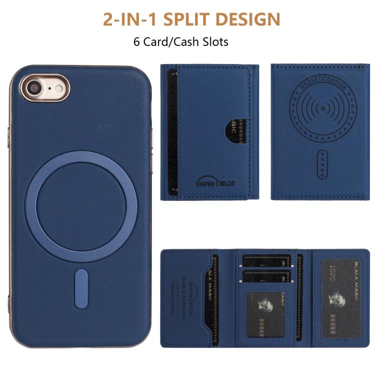 For iPhone 8 / 7 / 6 Solid Color Horizontal Magnetic Card Bag RFID MagSafe Phone Case