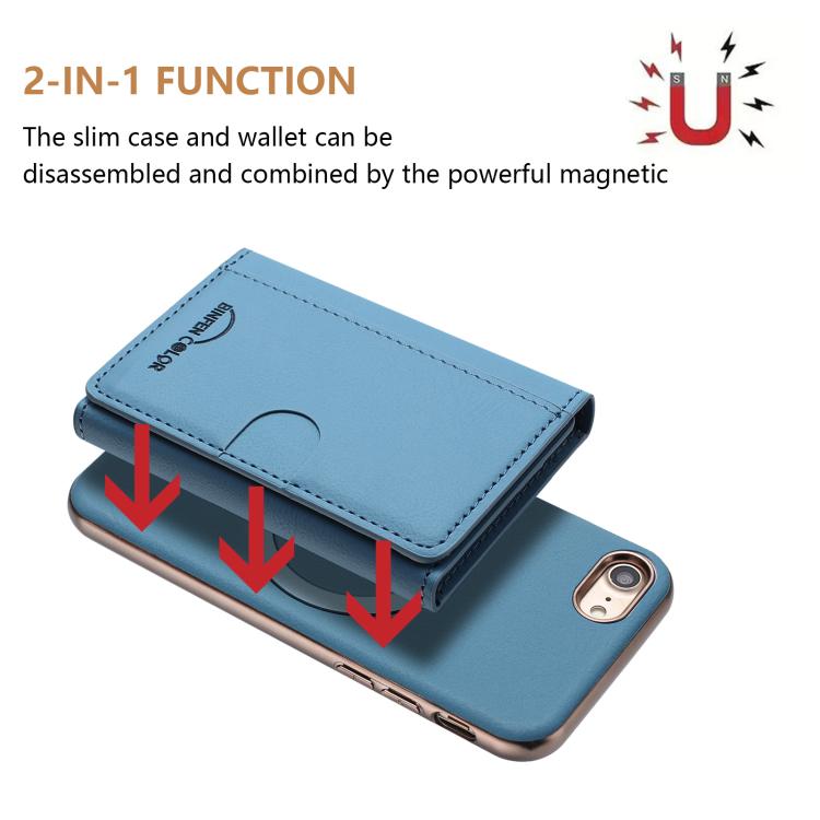 For iPhone 8 / 7 / 6 Solid Color Horizontal Magnetic Card Bag RFID MagSafe Phone Case
