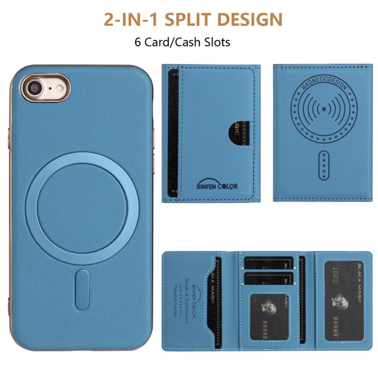 For iPhone 8 / 7 / 6 Solid Color Horizontal Magnetic Card Bag RFID MagSafe Phone Case