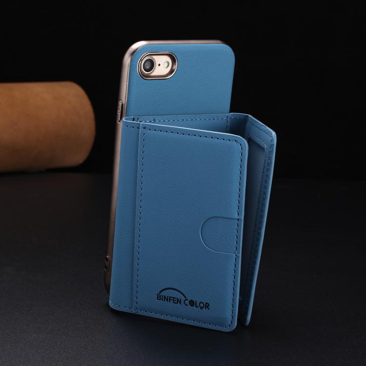 For iPhone 8 / 7 / 6 Solid Color Horizontal Magnetic Card Bag RFID MagSafe Phone Case