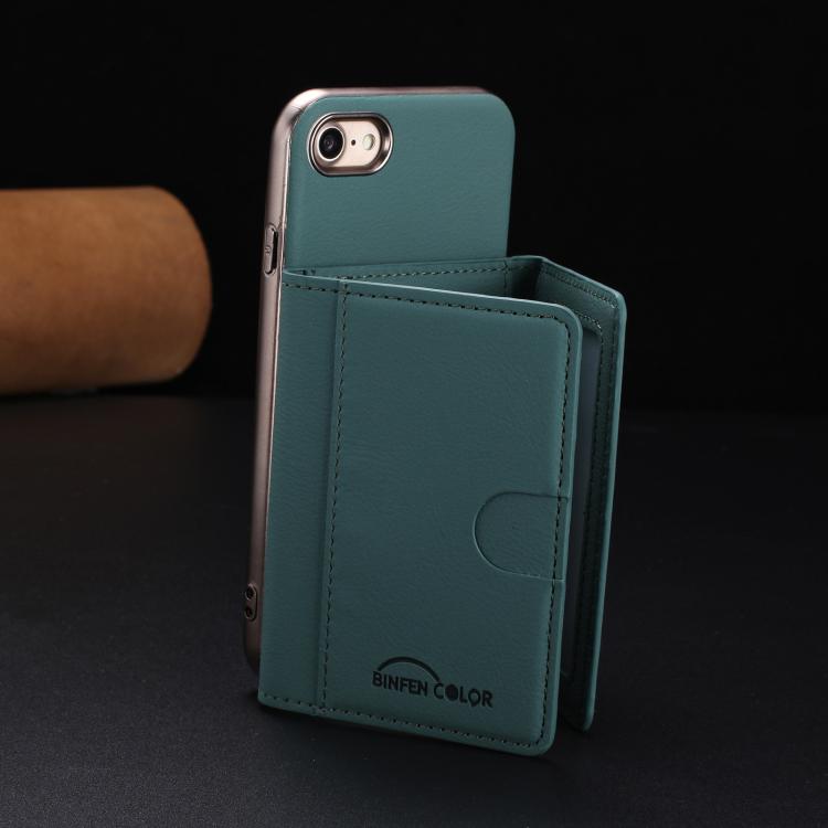 For iPhone 8 / 7 / 6 Solid Color Horizontal Magnetic Card Bag RFID MagSafe Phone Case