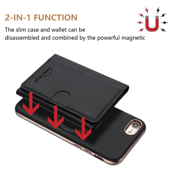For iPhone 8 / 7 / 6 Solid Color Horizontal Magnetic Card Bag RFID MagSafe Phone Case