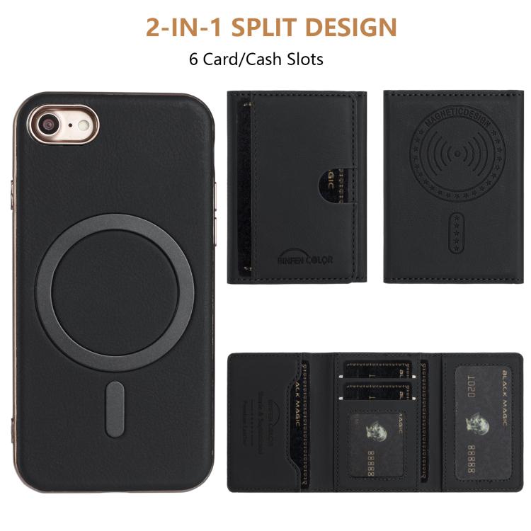 For iPhone 8 / 7 / 6 Solid Color Horizontal Magnetic Card Bag RFID MagSafe Phone Case
