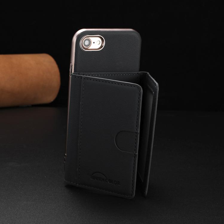 For iPhone 8 / 7 / 6 Solid Color Horizontal Magnetic Card Bag RFID MagSafe Phone Case