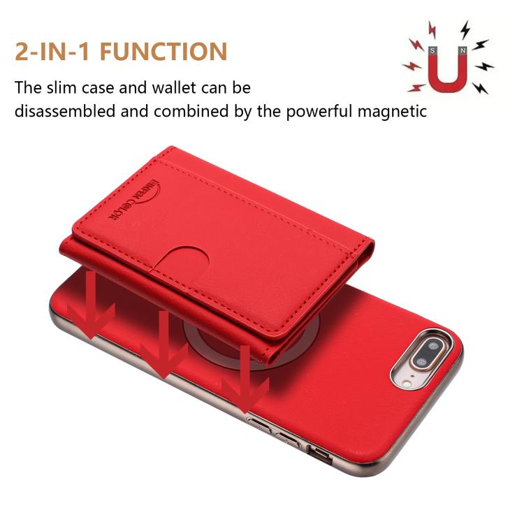 For iPhone 8 Plus / 7 Plus Solid Color Horizontal Magnetic Card Bag RFID MagSafe Phone Case