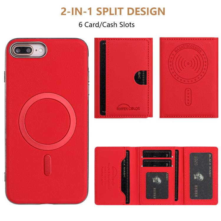 For iPhone 8 Plus / 7 Plus Solid Color Horizontal Magnetic Card Bag RFID MagSafe Phone Case