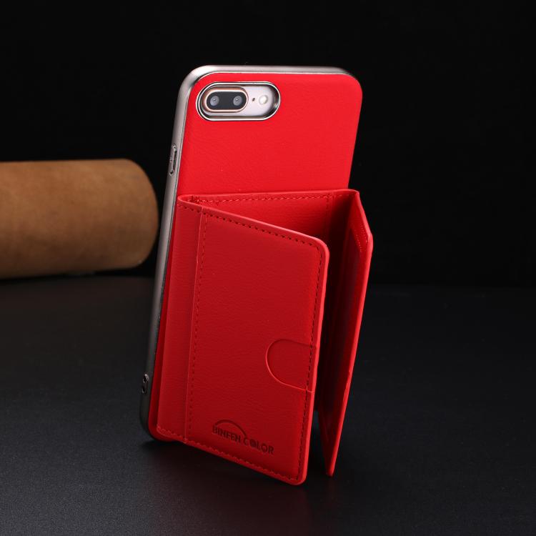 For iPhone 8 Plus / 7 Plus Solid Color Horizontal Magnetic Card Bag RFID MagSafe Phone Case