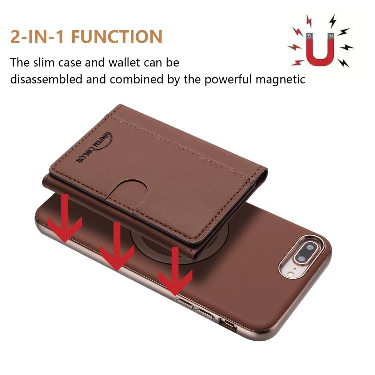 For iPhone 8 Plus / 7 Plus Solid Color Horizontal Magnetic Card Bag RFID MagSafe Phone Case