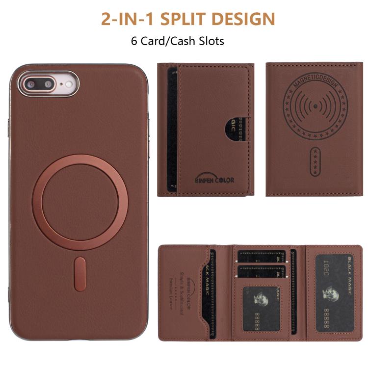 For iPhone 8 Plus / 7 Plus Solid Color Horizontal Magnetic Card Bag RFID MagSafe Phone Case