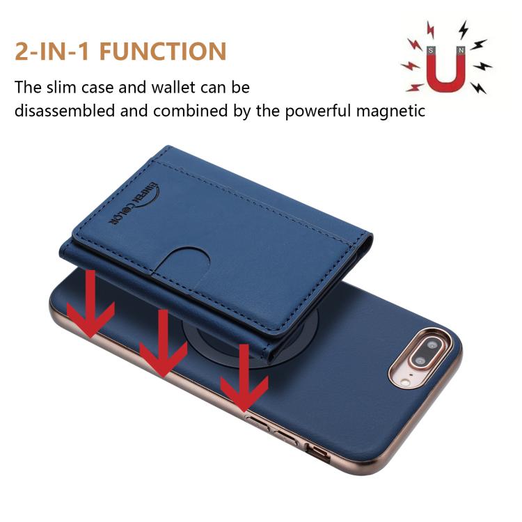 For iPhone 8 Plus / 7 Plus Solid Color Horizontal Magnetic Card Bag RFID MagSafe Phone Case