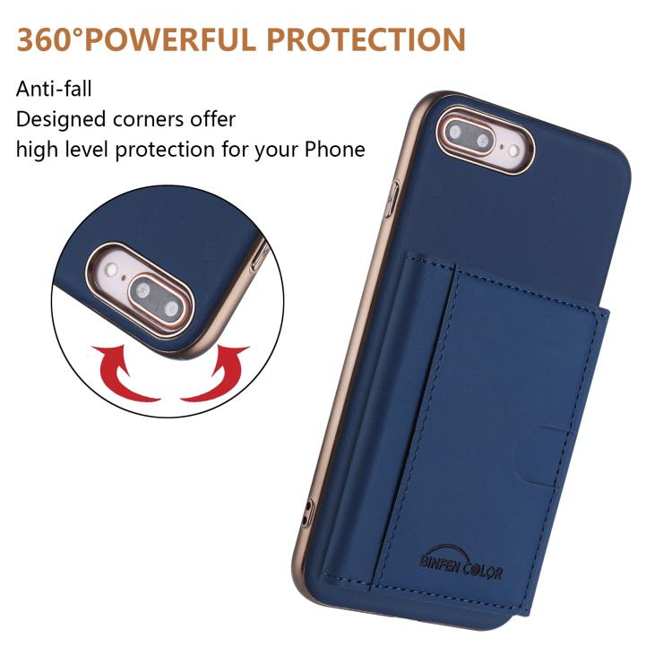 For iPhone 8 Plus / 7 Plus Solid Color Horizontal Magnetic Card Bag RFID MagSafe Phone Case