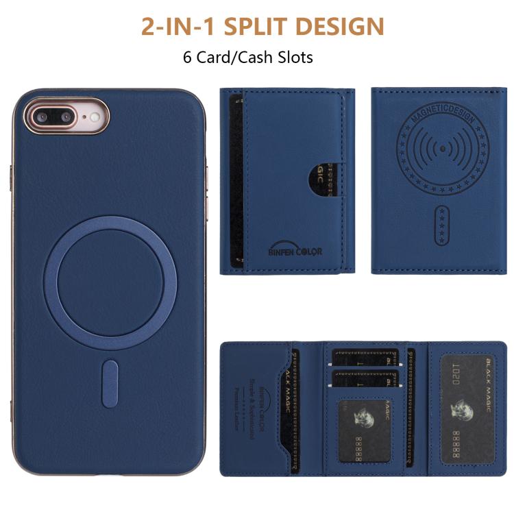 For iPhone 8 Plus / 7 Plus Solid Color Horizontal Magnetic Card Bag RFID MagSafe Phone Case