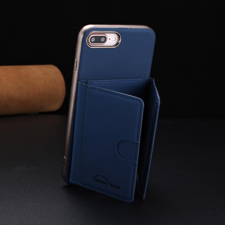 For iPhone 8 Plus / 7 Plus Solid Color Horizontal Magnetic Card Bag RFID MagSafe Phone Case