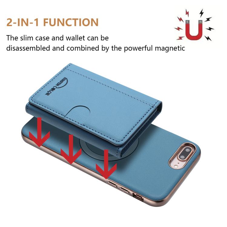 For iPhone 8 Plus / 7 Plus Solid Color Horizontal Magnetic Card Bag RFID MagSafe Phone Case