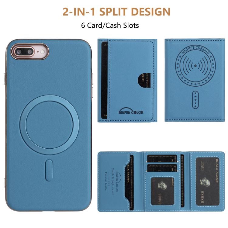 For iPhone 8 Plus / 7 Plus Solid Color Horizontal Magnetic Card Bag RFID MagSafe Phone Case