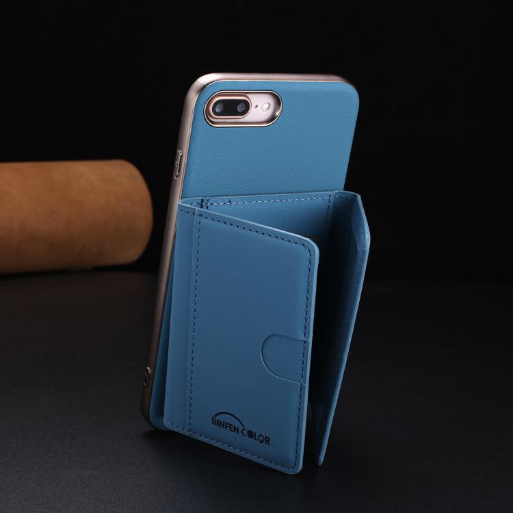 For iPhone 8 Plus / 7 Plus Solid Color Horizontal Magnetic Card Bag RFID MagSafe Phone Case