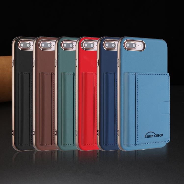 For iPhone 8 Plus / 7 Plus Solid Color Horizontal Magnetic Card Bag RFID MagSafe Phone Case