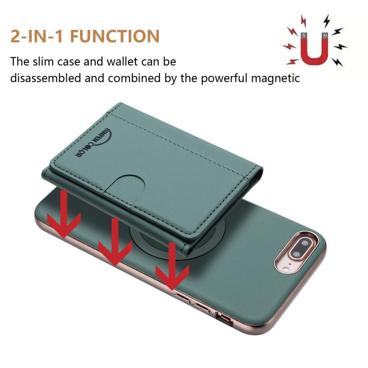 For iPhone 8 Plus / 7 Plus Solid Color Horizontal Magnetic Card Bag RFID MagSafe Phone Case