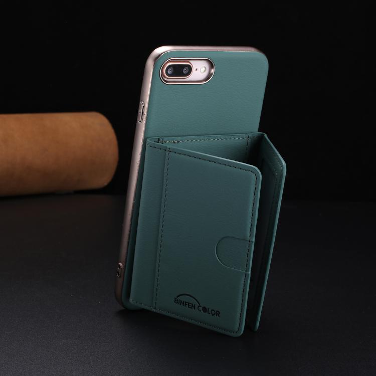 For iPhone 8 Plus / 7 Plus Solid Color Horizontal Magnetic Card Bag RFID MagSafe Phone Case
