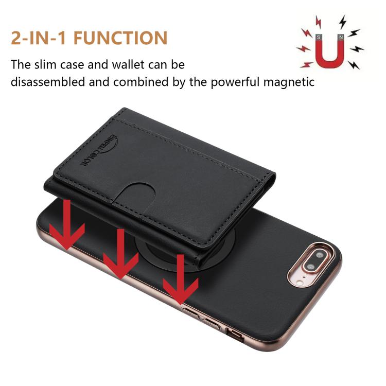 For iPhone 8 Plus / 7 Plus Solid Color Horizontal Magnetic Card Bag RFID MagSafe Phone Case