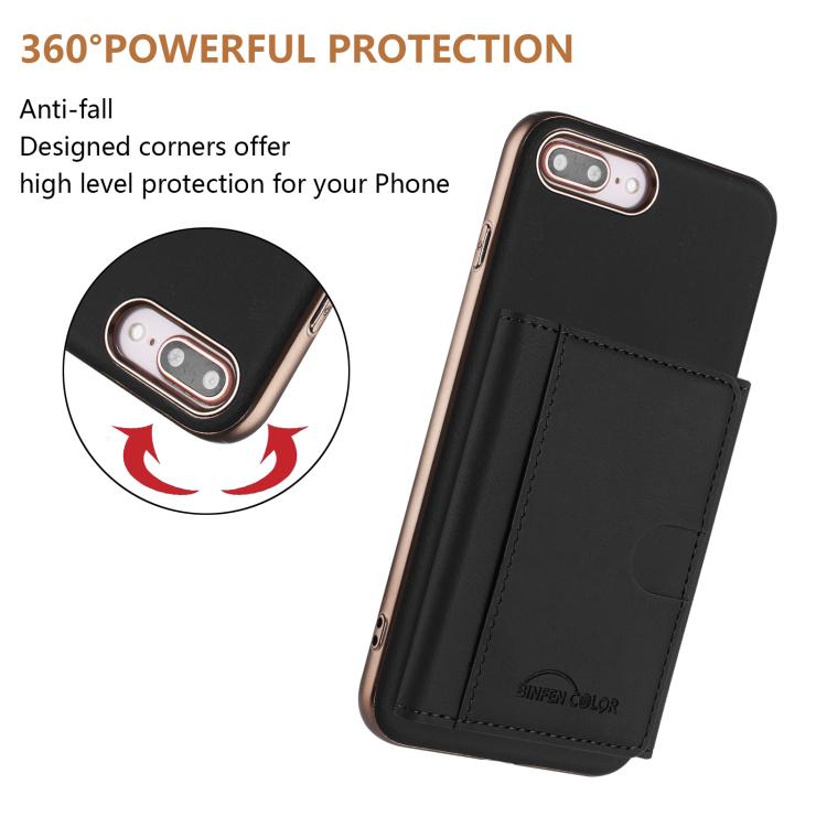 For iPhone 8 Plus / 7 Plus Solid Color Horizontal Magnetic Card Bag RFID MagSafe Phone Case