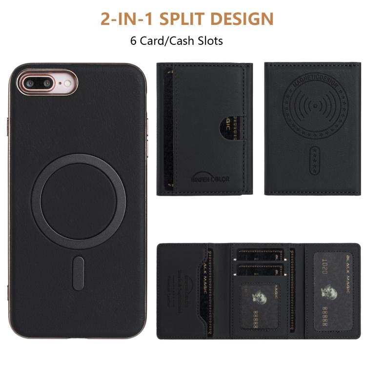 For iPhone 8 Plus / 7 Plus Solid Color Horizontal Magnetic Card Bag RFID MagSafe Phone Case