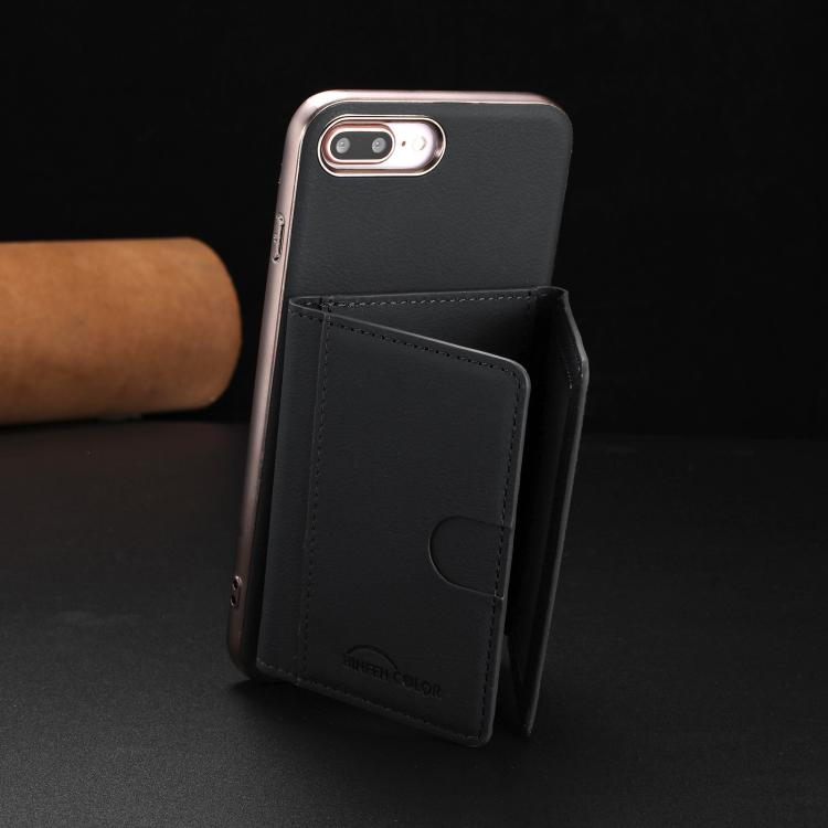 For iPhone 8 Plus / 7 Plus Solid Color Horizontal Magnetic Card Bag RFID MagSafe Phone Case
