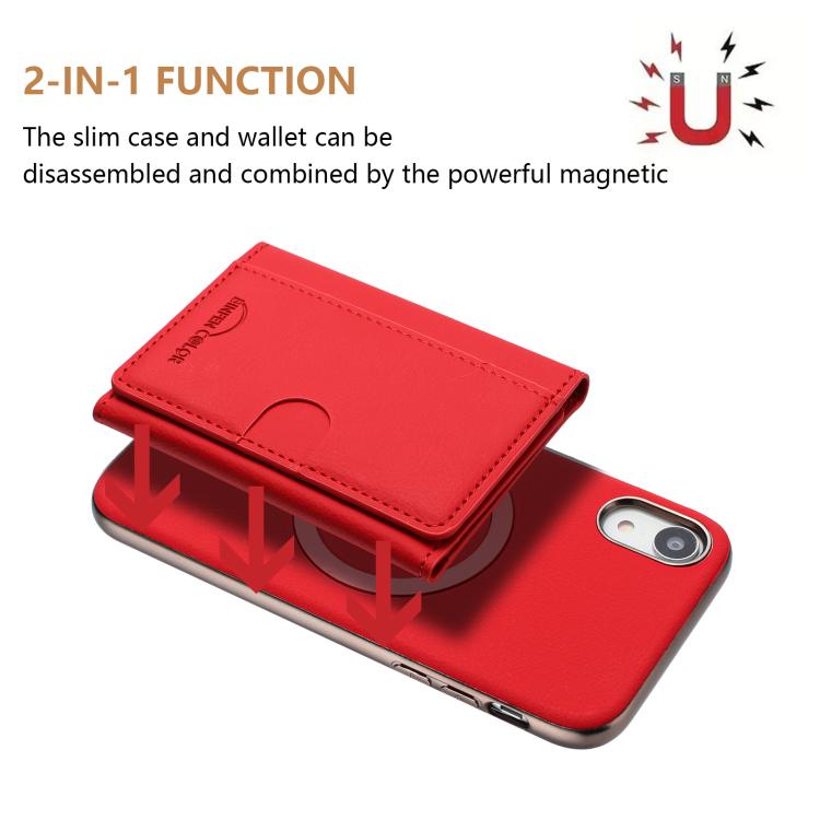 For iPhone XR Solid Color Horizontal Magnetic Card Bag RFID MagSafe Phone Case